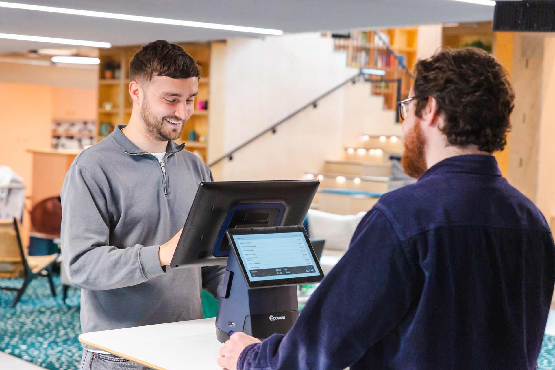 Restaurant POS terminal in use