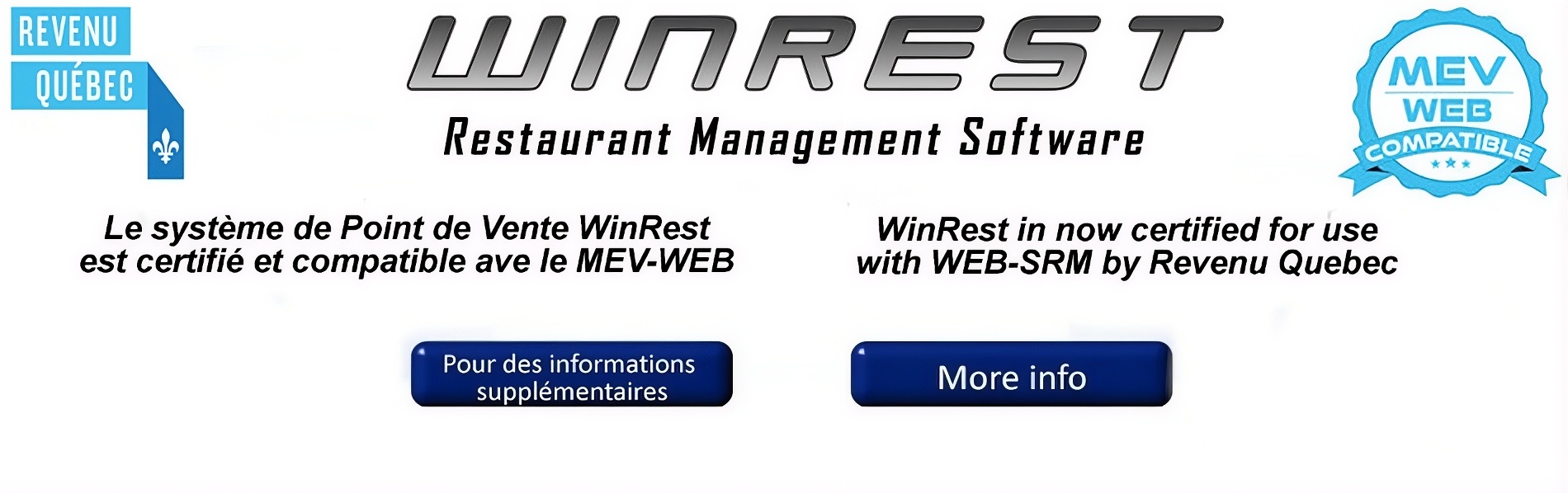 WinRest certified for WEB-SRM by Revenu Quebec