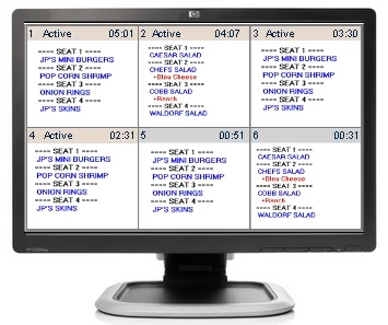 WinVue Kitchen Display System showing active orders